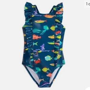 Disney Store Luca Ruffle Swimsuit for Girls Alberto Sea Monster Fish Blue Size 2